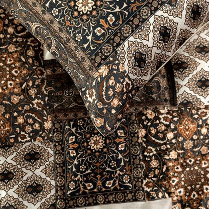 The HomeCentric King/Queen/Twin Brown Decorative King 90"x18" Bed Runner with 2 Pillow Cover Quilted Bed Scarf on Satin Fabric - Parisa