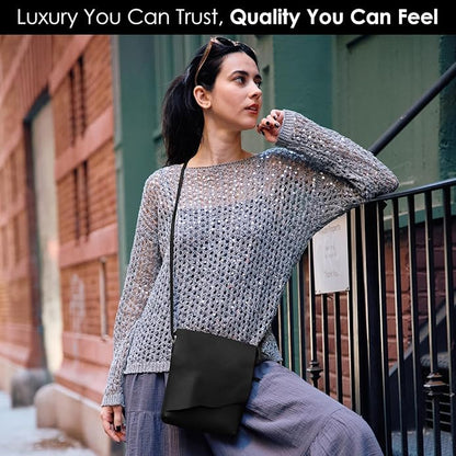 ili New York Leather Mini Sac Crossbody - Genuine Leather Crossbody Bags for Women with RFID Blocking, Adjustable Strap