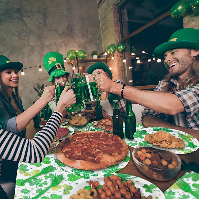 96 Pieces St. Patrick's Day Shamrock Tableware Party Supplies