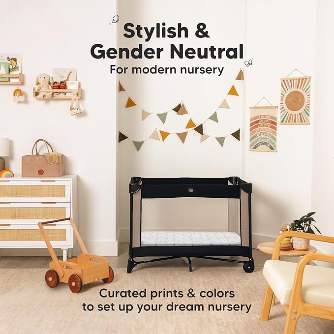 Pack and Play Sheets Fitted - 2-Pack Mini Crib Sheets for Pack N Play Mattress 38x26, Soft & Cozy, Neutral Toddler Playard Bedding, Snug Fitted Mini Baby Crib Mattress Cover Boy, Girl (KeaSafari)