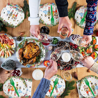 96 Pieces Christmas Ballet Party Tableware Set – Festive Disposable Dinnerware