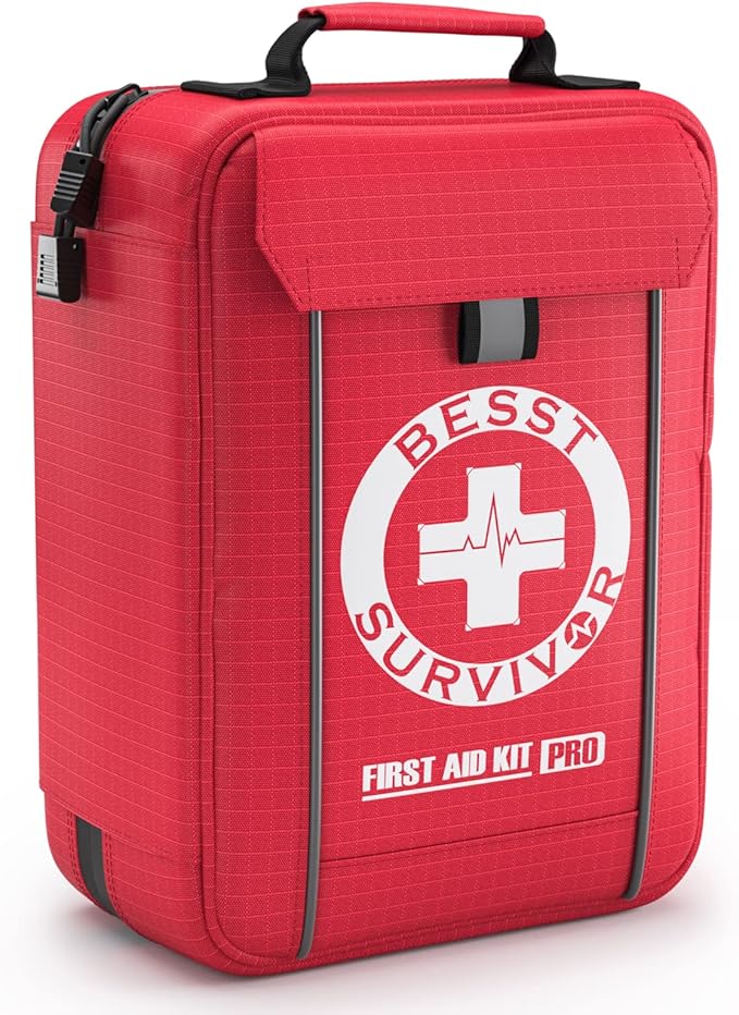 Professional Trauma First Aid Kit - Military-Grade Labelled Compartments & MOLLE System for Workplace, Outdoor, Car, Boat, Hurricane Emergencies 265 Piece Emergency Necessities Kits