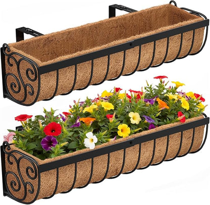 Railing Planter Boxes, 30 Inch Window Boxes Planters, Balcony Planters