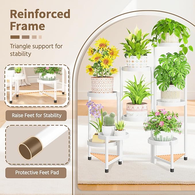 LASZOLA 8 Tiered Folding Tall Plant Stand Indoor