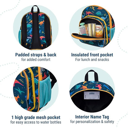 Wildkin 12-inch Kids Backpack – Padded, Adjustable, Ideal for Daycare & Travel - Jurassic Dinosaurs