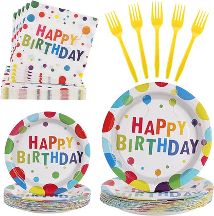 100 Pcs Disposable Birthday Party Tableware Set