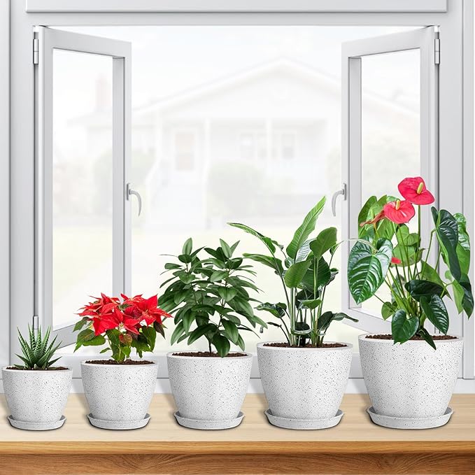 5 Pcs Plant pots, 7.5/6.5/5.7/4.9/4.1 inch Pots