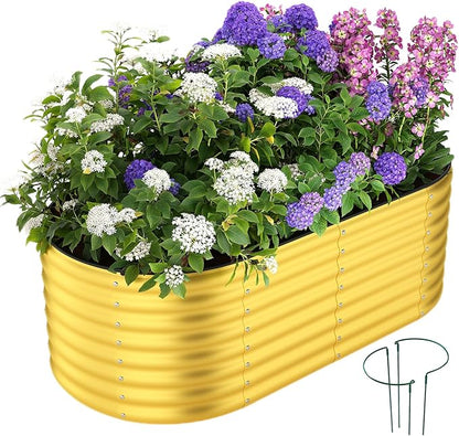 Galvanized Metal Planter Round Raised Garden Bed Kit