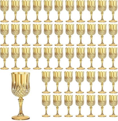 7OZ Plastic Wine Glasses, Reusable Vintage Goblets Unbreakable Drinking Glasses