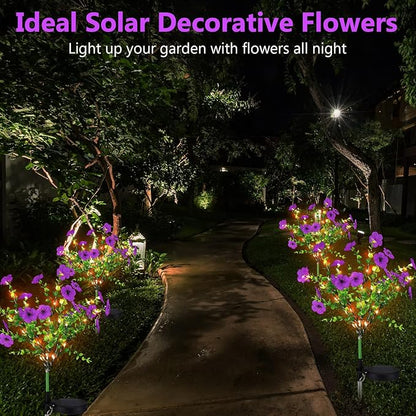 2 Pack Solar Stake Lights Outdoor Decor Waterproof Mums Artificial Flowers