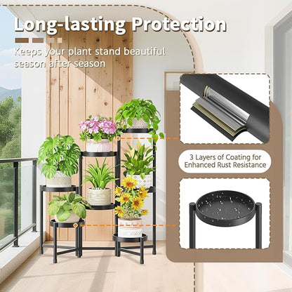 LASZOLA 7 Tiered Folding Tall Plant Stand Indoor