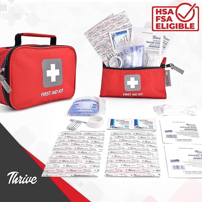 Thrive First Aid Kit (154 Pieces) - Family Safe First Aid Bag Packed w/Hospital Grade Medical Supplies – Emergency kit