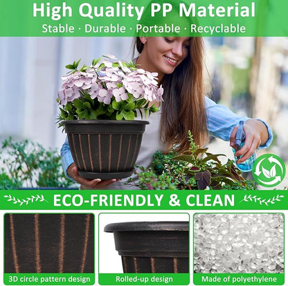 FGstyle 10 Inch Plants Pot, 4 Pack Flower Pots, Planters Pot
