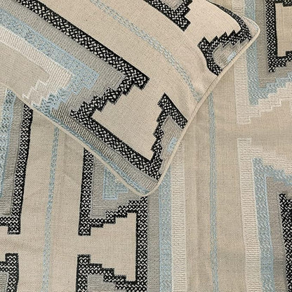 The HomeCentric King Queen Twin Blue & Ivory Designer Full 68"x18" Bed Runner Without Pillow Cover, Embroidered Bed Scarf on Cotton Fabric - Aztec Armour