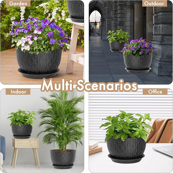 12 Inch Wide Water Ripples Flower Pots
