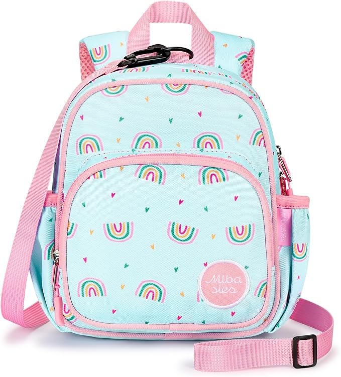 mibasies Backpack Leash for Toddlers 1-3: Baby Backpack for Girls with Anti-Lost Harness - Rainbow