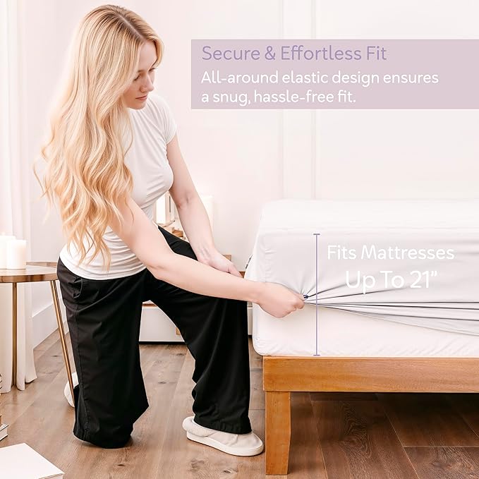 Hearth & Harbor 2 Pack King Size Quilted Fitted Mattress Pad Cover, 100% Waterproof Mattress Protectors, Deep Pocket Fitted Mattress Cover 8" - 21" (78" x 80", White)