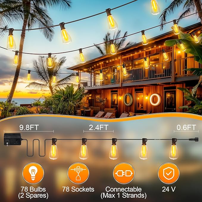 Outdoor String Led Patio Lights - 200Ft 60M Outside Waterproof Light ST38