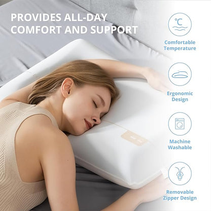 EGOHOME Cooling Memory Foam Pillow for Neck and Shoulder Pain,Two Firmness with Washable & Reversible Cover, Standard Size,1 Pack 4",CertiPUR-US