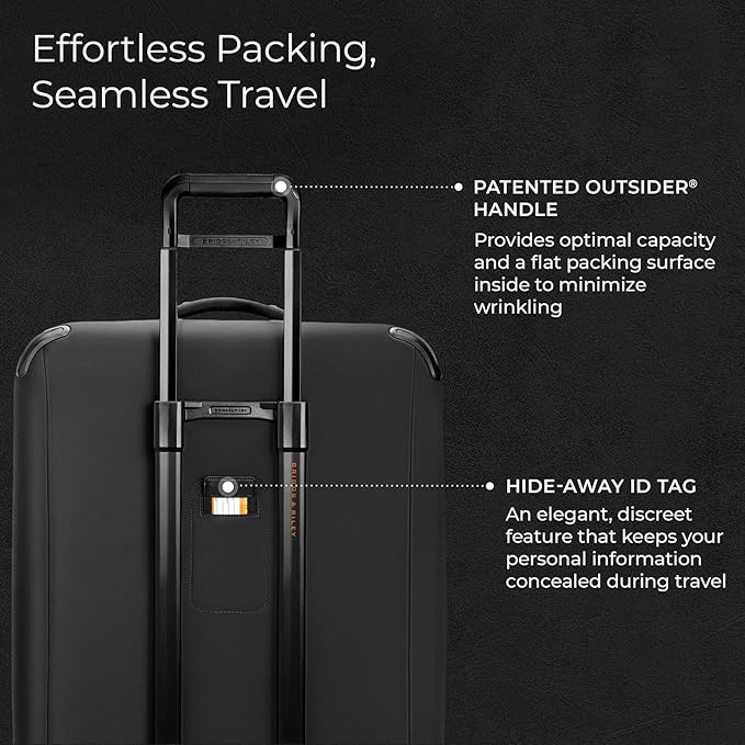 Briggs & Riley 29" Large Expandable Spinner - Checked Luggage for Travel, Suitcases with Wheels, Softside Rolling Bag for Men & Women - ZDX Collection, Black