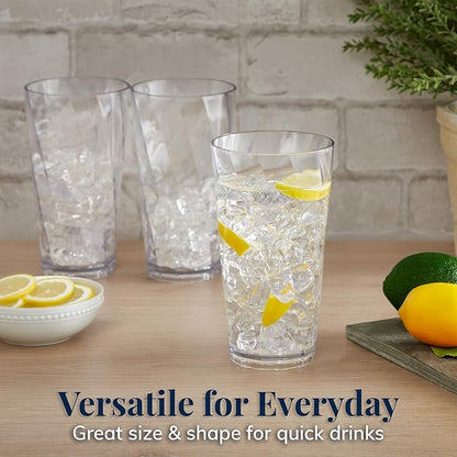 US Acrylic Optix Plastic Reusable Drinking Glasses 20oz Water Cups in Clear |