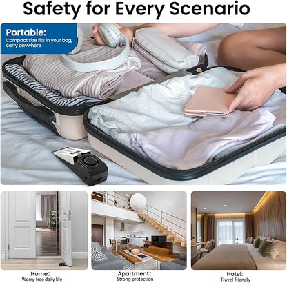 HOSOM 2 Pack Door Stop Alarm for Home & Travel Safety, 120dB Loud Siren Door Stoppers Security Device, Portable Anti-Slip Door Stop Wedge for Apartment, Hotel, Great for Travelers