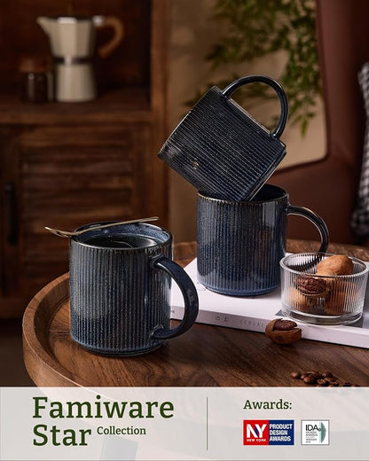 famiware Coffee Mug Set for 6, Star 16 oz Catering Mugs Cup Set