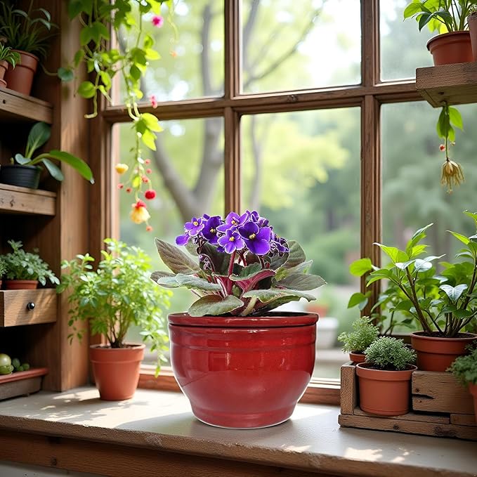 African Violet Pots Self Watering Round Ceramic Violet Pot