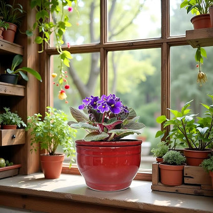 African Violet Pots Self Watering Round Ceramic Violet Pot