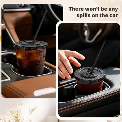 tchrules 100 Set 12oz Black Round Bottom Plastic Cups