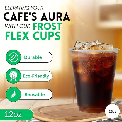 Concession Essentials – 12oz Frost Flex Plastic Cups – Shatterproof Reusable