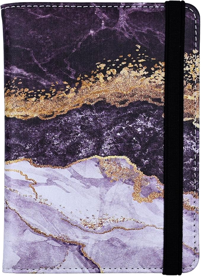 Passport Holder for Women and Men PU Leather Passport Cover for Travel (Black Marble)