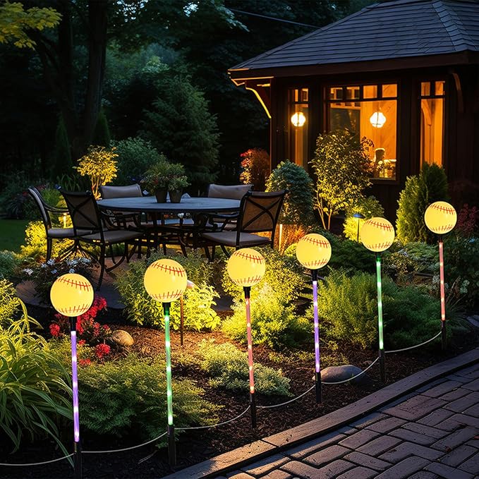 Solar Lights Outdoor, Baseball Theme LED Stake Light