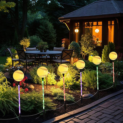 Solar Lights Outdoor, Baseball Theme LED Stake Light