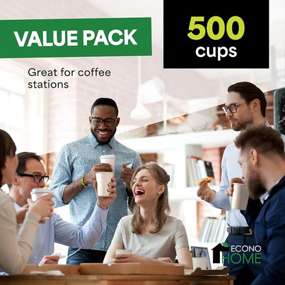 EconoHome 8 oz 500 Pack Disposable Coffee Paper Cups