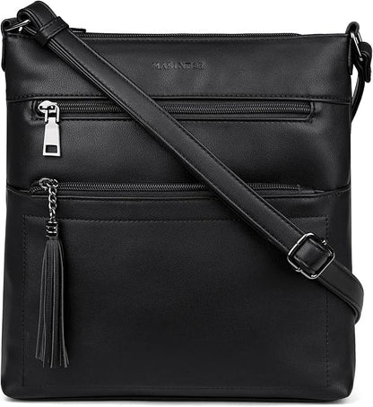 MASINTOR Crossbody Purses for Women, Multi Pocket Casual Crossbody Bag, Adjustable Strap Shoulder Bag with Tassel