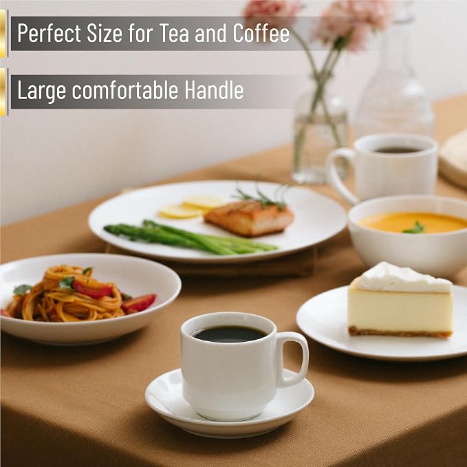 BTaT- Stackable Tea Cups and Saucers, Cappuccino Cups, British Coffee Cups