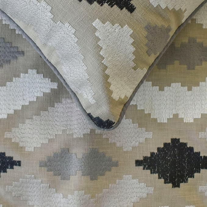 The HomeCentric King/Queen/Twin Beige Decorative Bed Runner CA King 86"x18" Bed Runner with One Pillow Cover, Embroidery,Aztec Bed Scarf on Linen Fabric - Thread Tale