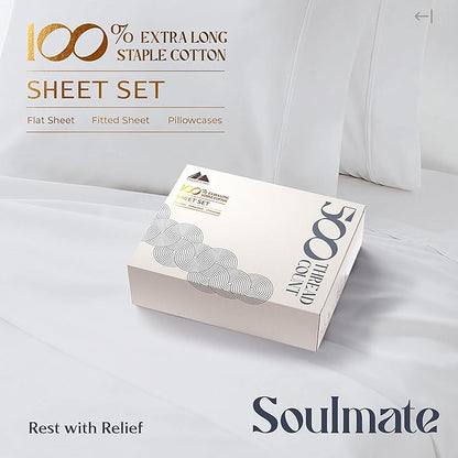 Mayfair Linen 100% Cotton Bed Sheets Full Sheet Set - 500 Thread Count Sheets Full Size 4 PC Set (Silver), Soft, Cooling, Hotel-Quality 16" Deep Pocket Sateen Cotton Bedsheet for Hot Sleepers