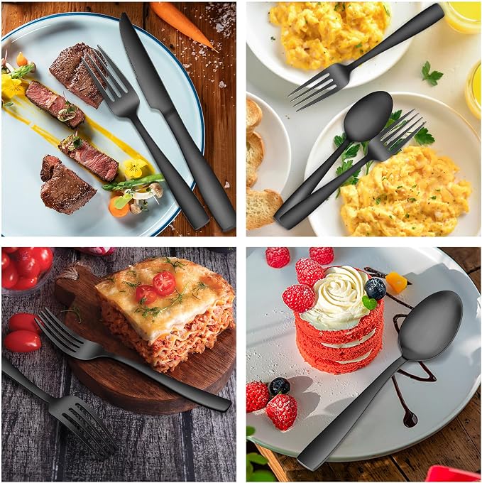 E-far Matte Black Silverware Set