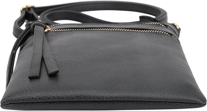 DELUXITY Crossbody Purse Bag Shoulder Bag Multi Pocket Zipper Purse | Black