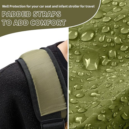 MOYAQI Stroller Travel Bag for Airplane, Gate Check Bag Backpack with Durable Nylon,Adjustable Carry Straps,Infant Carriers & Booster Seats (Olive Green)