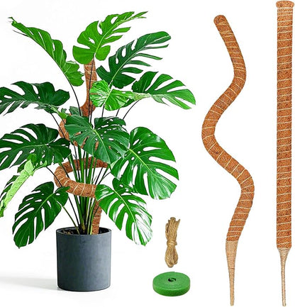 2 Pack 28 Inch Moss Pole Monstera Plant Support, Coir Moss Poles