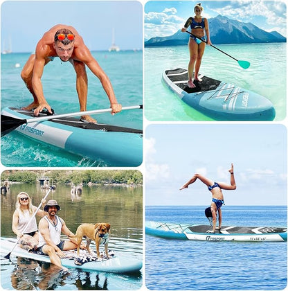 FBSPORT 11' Premium Stand Up Paddle Board, Yoga Board with Durable SUP Accessories & Carry Bag | Wide Stance, Surf Control, Non-Slip Deck, Leash, Paddle and Pump for Youth & Adult