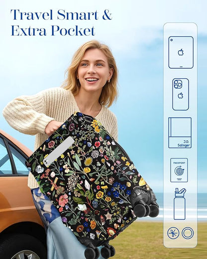 Slohif Luggage Cover for Suitcase Tsa Approved Protector - Luggage Sleeve Large Suit Case Cover Travel Stretch Baggage Case Protective Washable Fit 18-20 Inch Flower XS