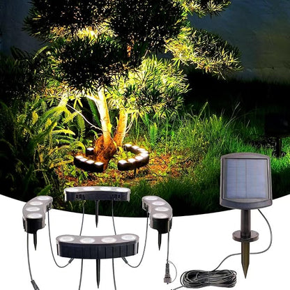 Solar Palm Tree Lights Outdoor, 2000MAH Ring LED Landscape Uplights