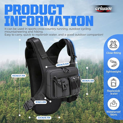 USA Original Patent Running Hydration Vest Backpack, Lightweight Chest Pack with 2.0L Water Bladder Bag Daypack for Hiking Running Cycling Race Marathon for Women Men