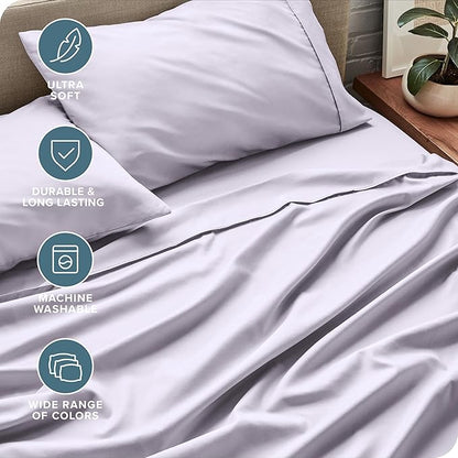 Bare Home Split Head Flex King Sheet Set - 1800 Ultra-Soft Microfiber Bed Sheets - Double Brushed - Deep Pockets - Easy Fit - 4 Piece Set - FlexTop (Split Head Flex King, Light Lavender)
