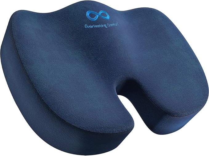 Everlasting Comfort Doctor Recommended Memory Foam Seat Cushion for Office Chairs & Car Seat - Ergonomic Office Desk Accessories for Tailbone Pain Relief, Sciatica & Back Support