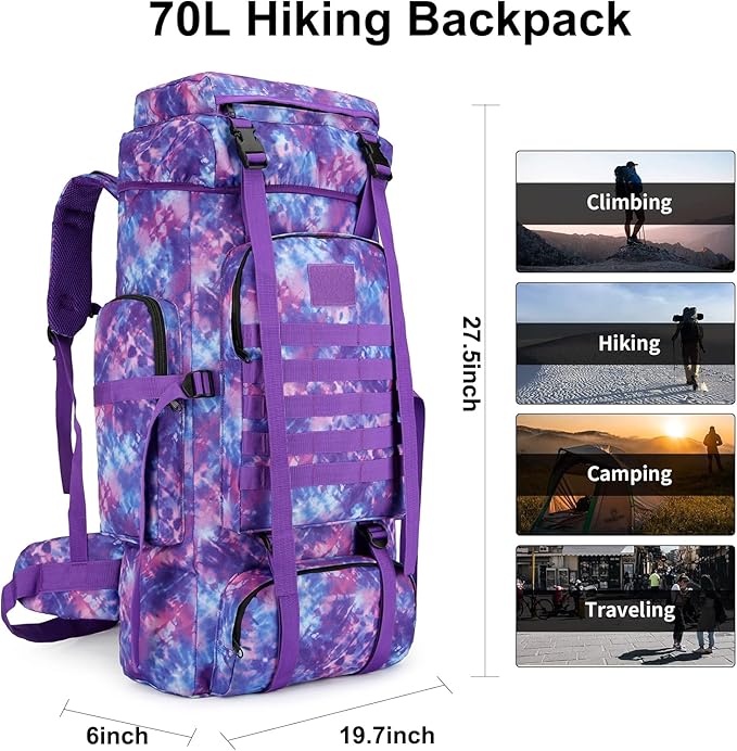 Hiking Backpack for Men 70L/100L Camping Backpack Military Rucksack Molle 3 Days Assault Pack for Climbing